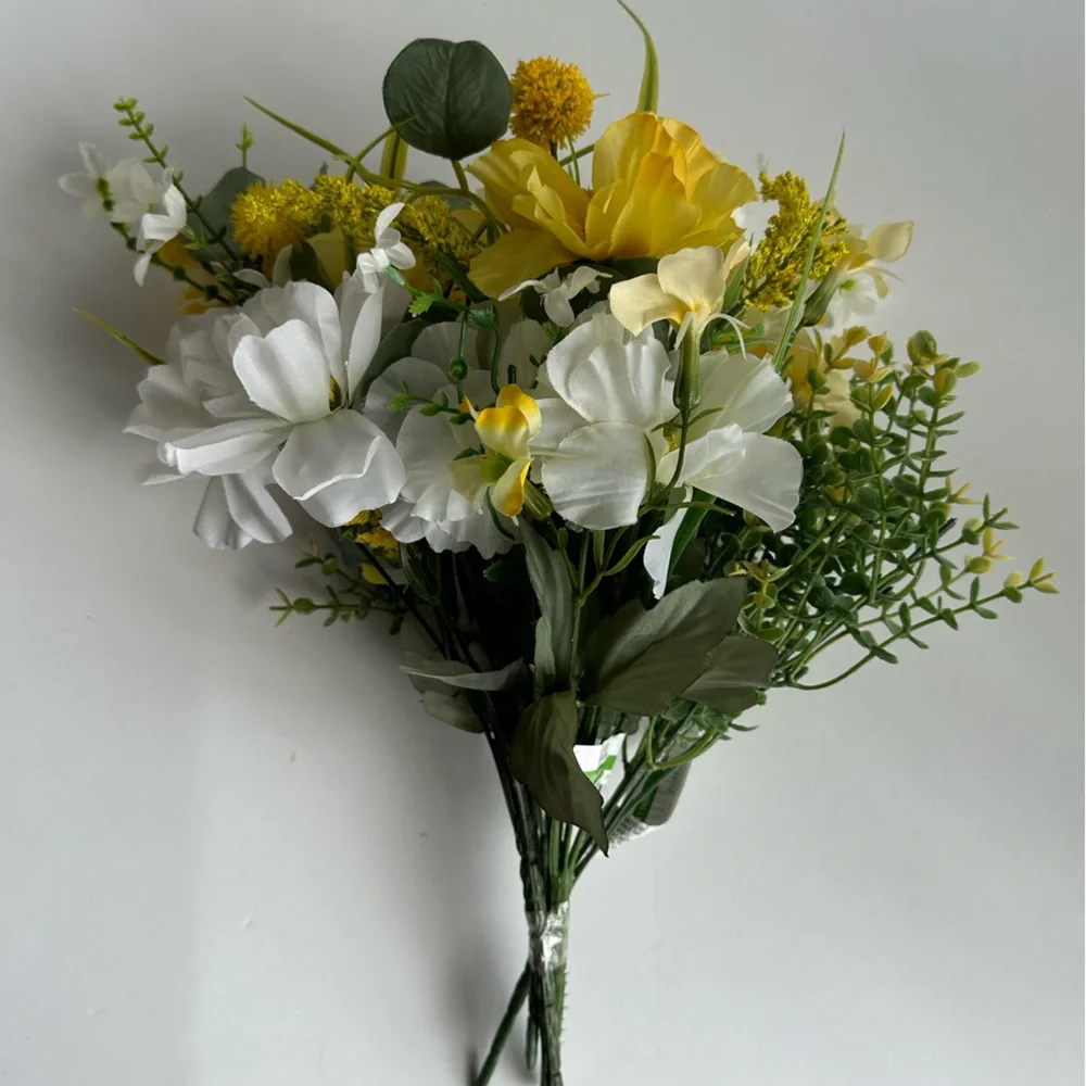 Sunshine Yellow Artificial Wildflower Bouquet Lifelike Spring Floral Arrangement